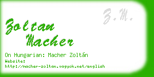 zoltan macher business card